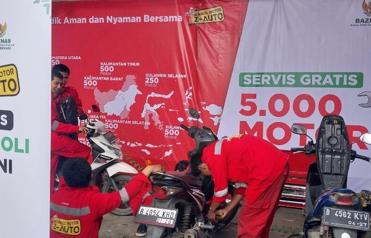 BAZNAS Kota Bekasi Berikan Layanan Service Motor Gratis untuk Pemudik