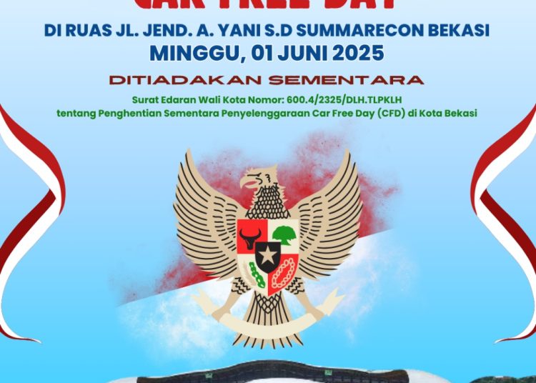 Car Free Day Bekasi Ditiadakan Sementara, Terkait Upacara Hari Lahir Pancasila